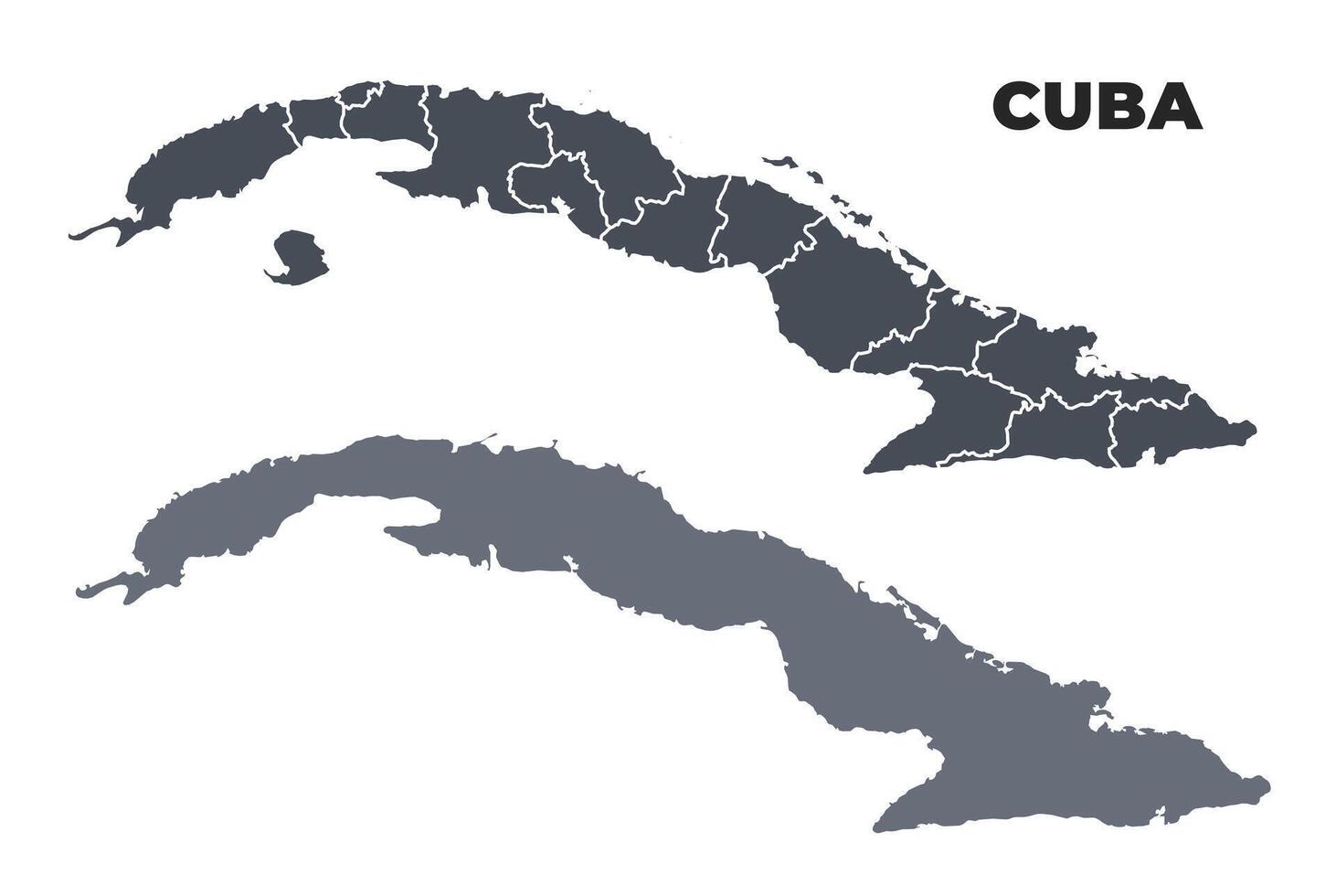 Cuba grey political map simple flat illustration set vector