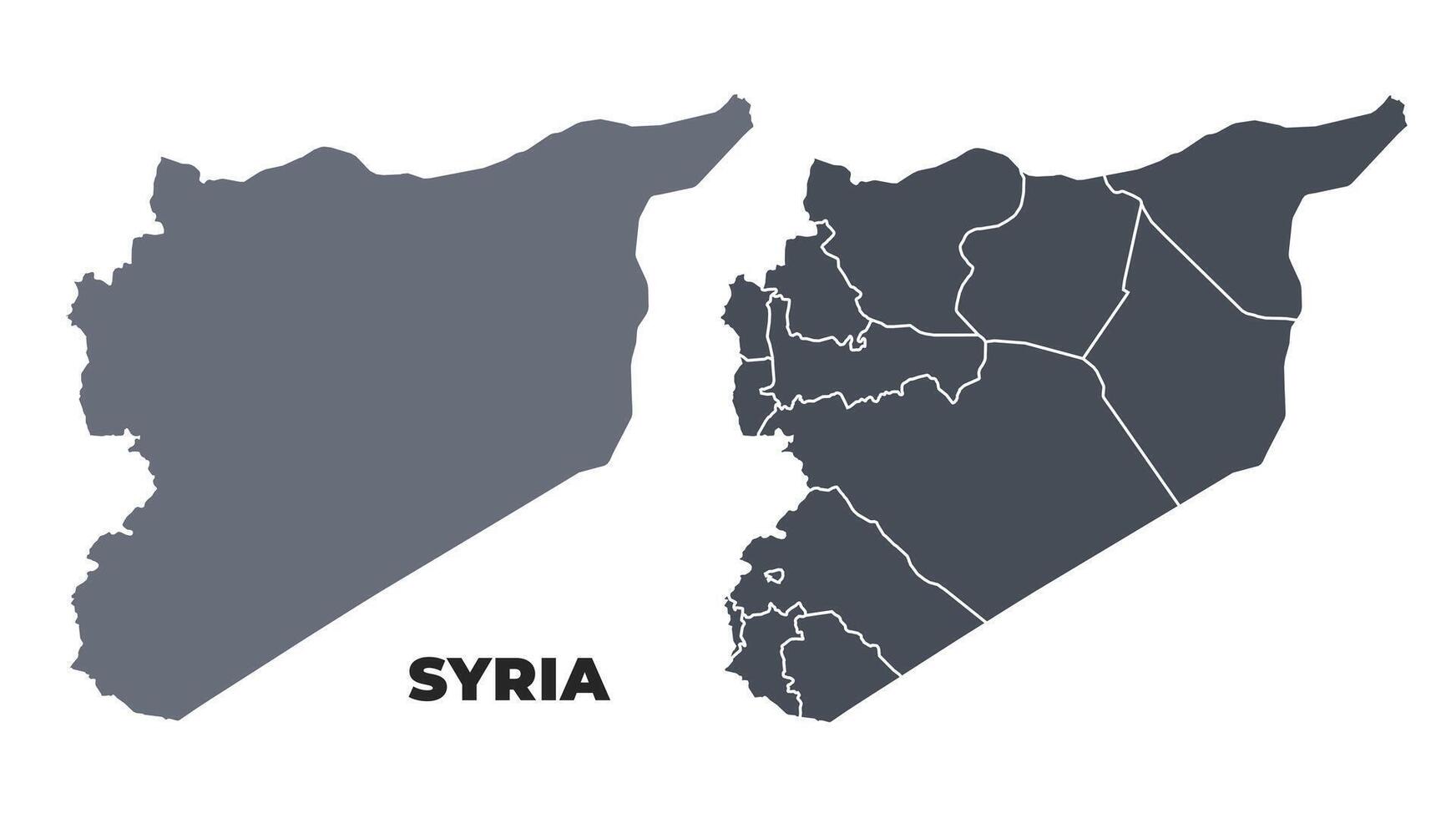 Syria grey political map simple flat illustration set vector