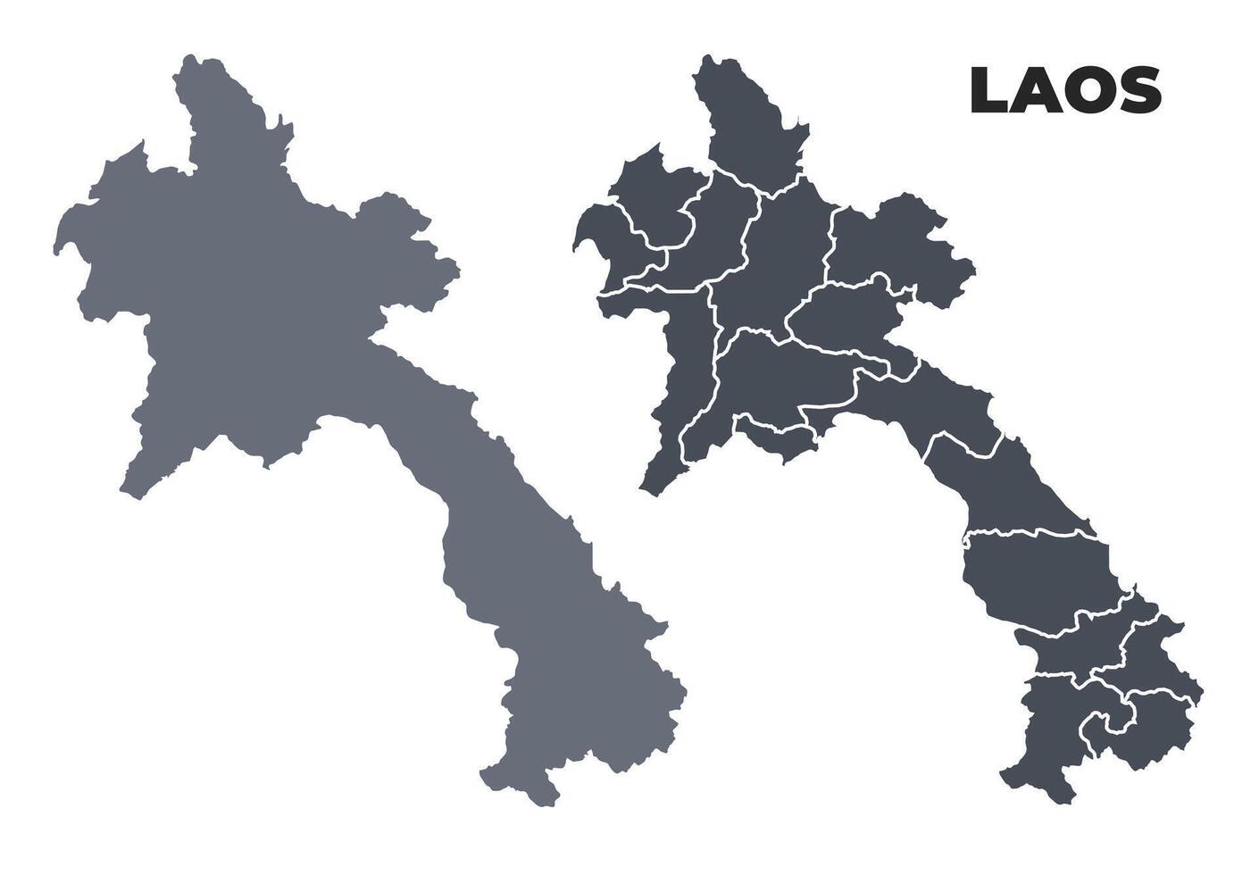 Laos grey political map simple flat illustration set vector