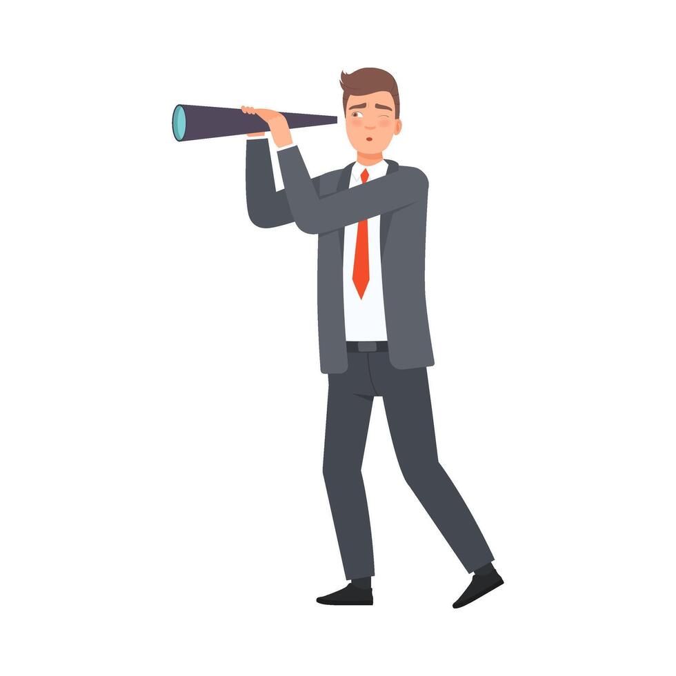 Business Vision With Businessman With Telescope character Illustration vector