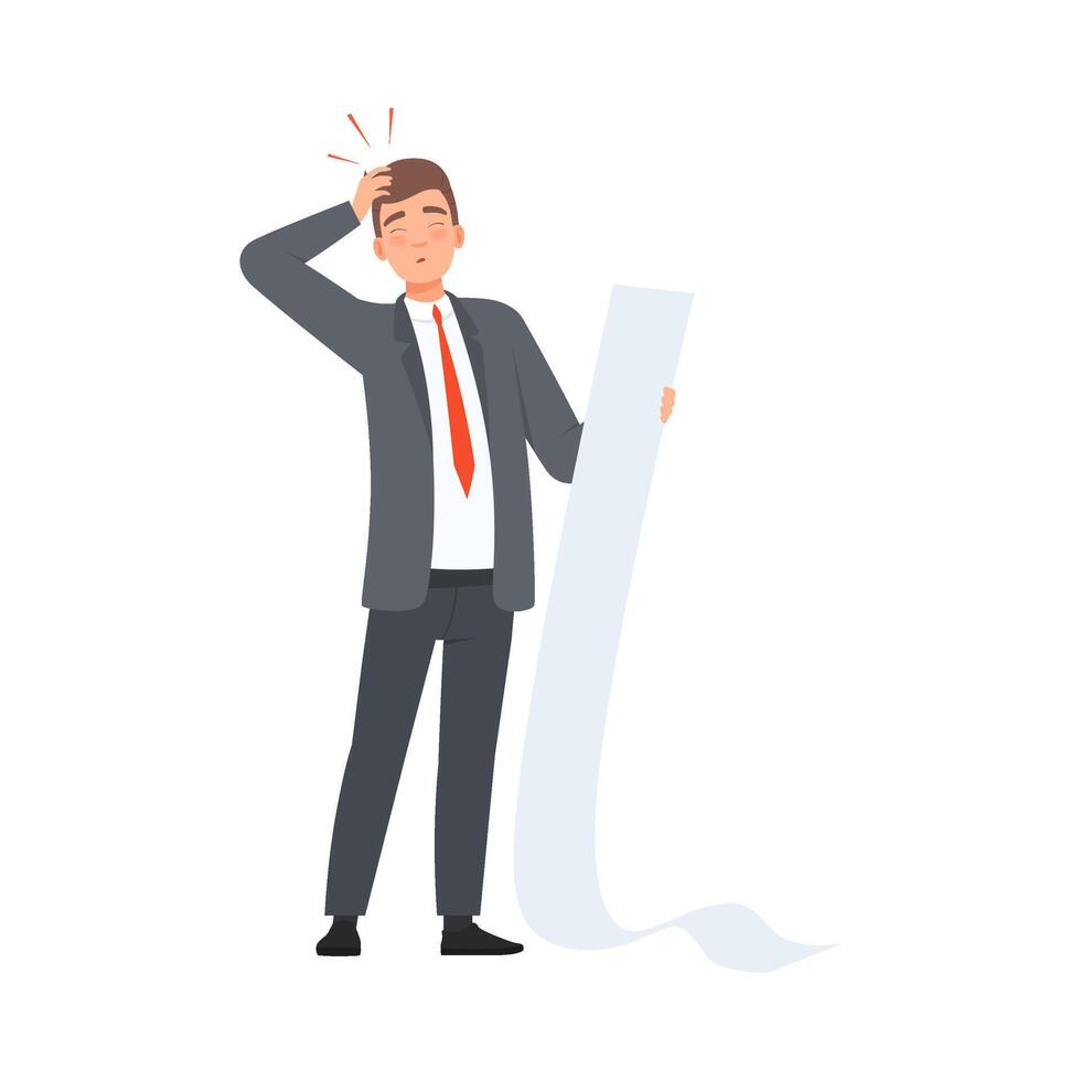 Businessman Has Some Difficalties At Work character Illustration vector