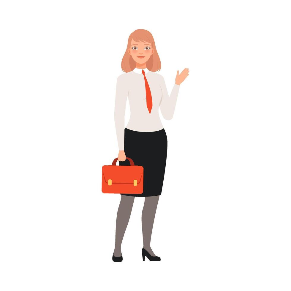 Businesswoman Saying Hello character Illustration on a white background vector