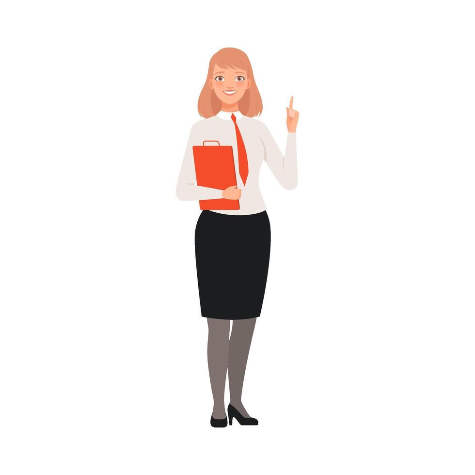 Businesswoman Presents Some Information And Gesticulates character Illustration vector