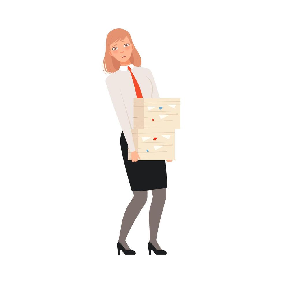 Worker With a Huge Number Of Tasks character Illustration vector