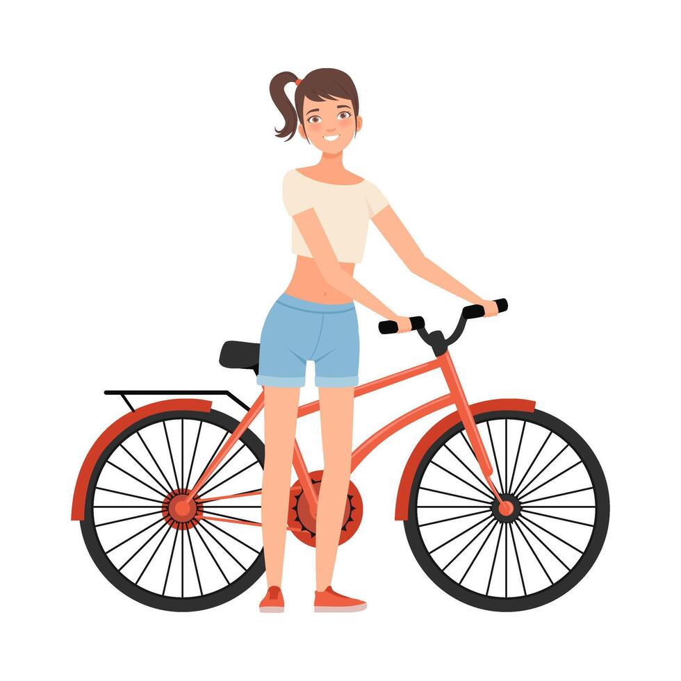 Teenager with a bicycle character Illustration vector