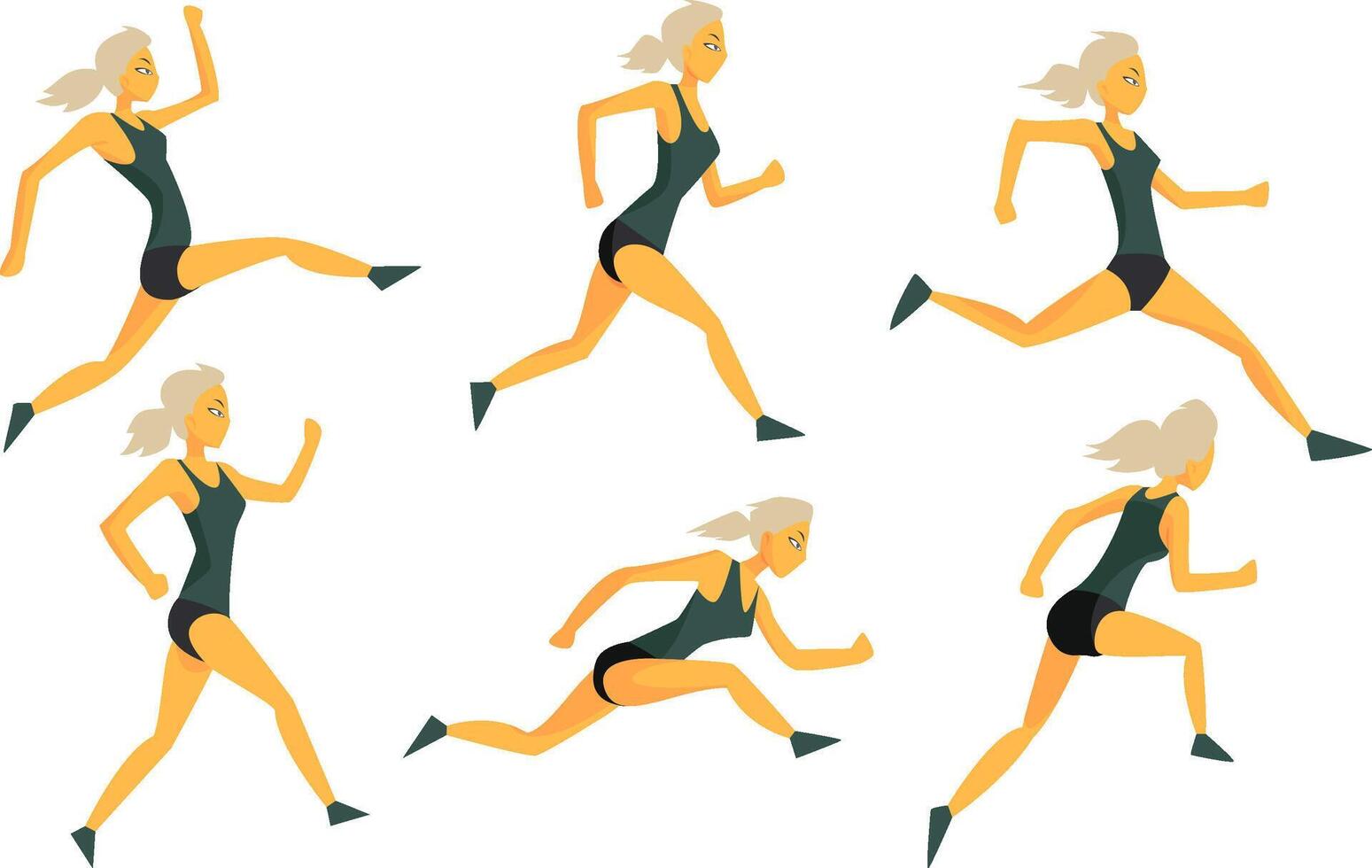 Young Woman Dressed in Sportswear Running Set, Female Athlete in Motion, Sportswoman Character Participating in Long or Short Distance Illustration vector
