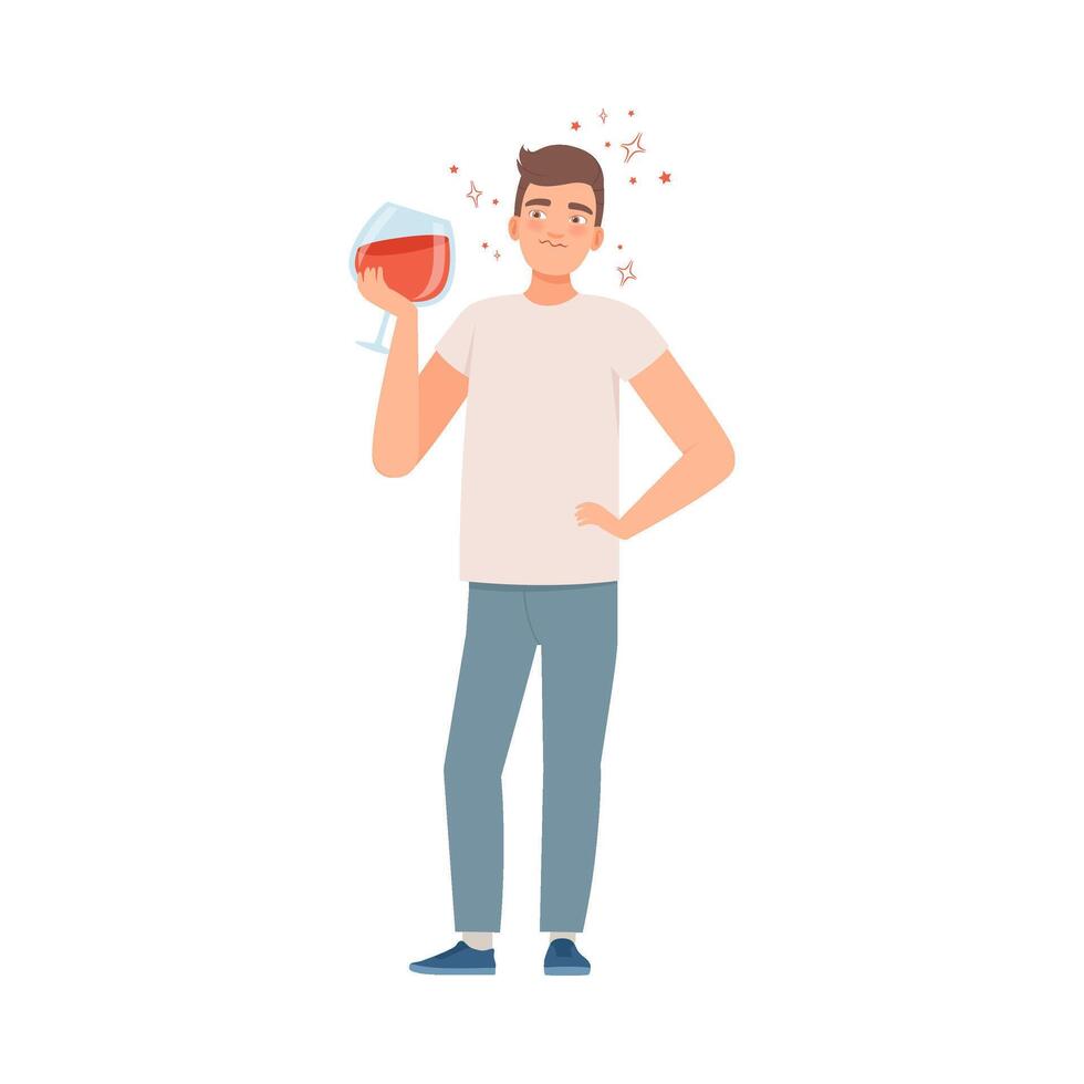 Man with a glass of wine illustration vector