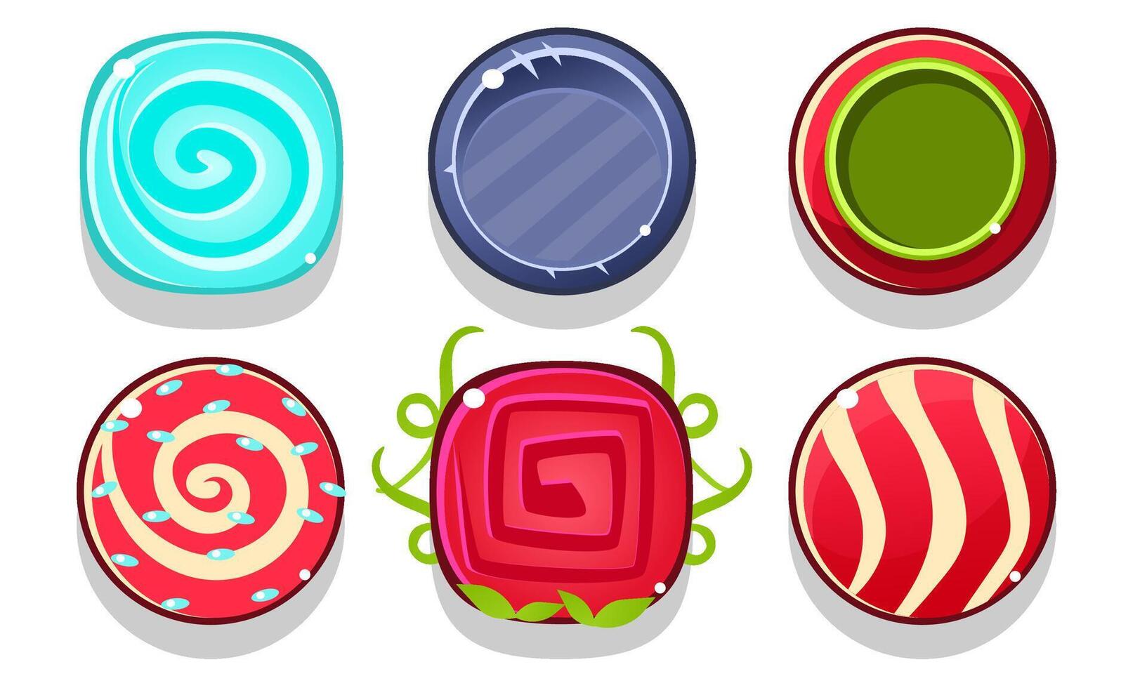Colorful Glossy Balls Set, Shiny Candies or Buttons, Game User Interface Assets Illustration vector