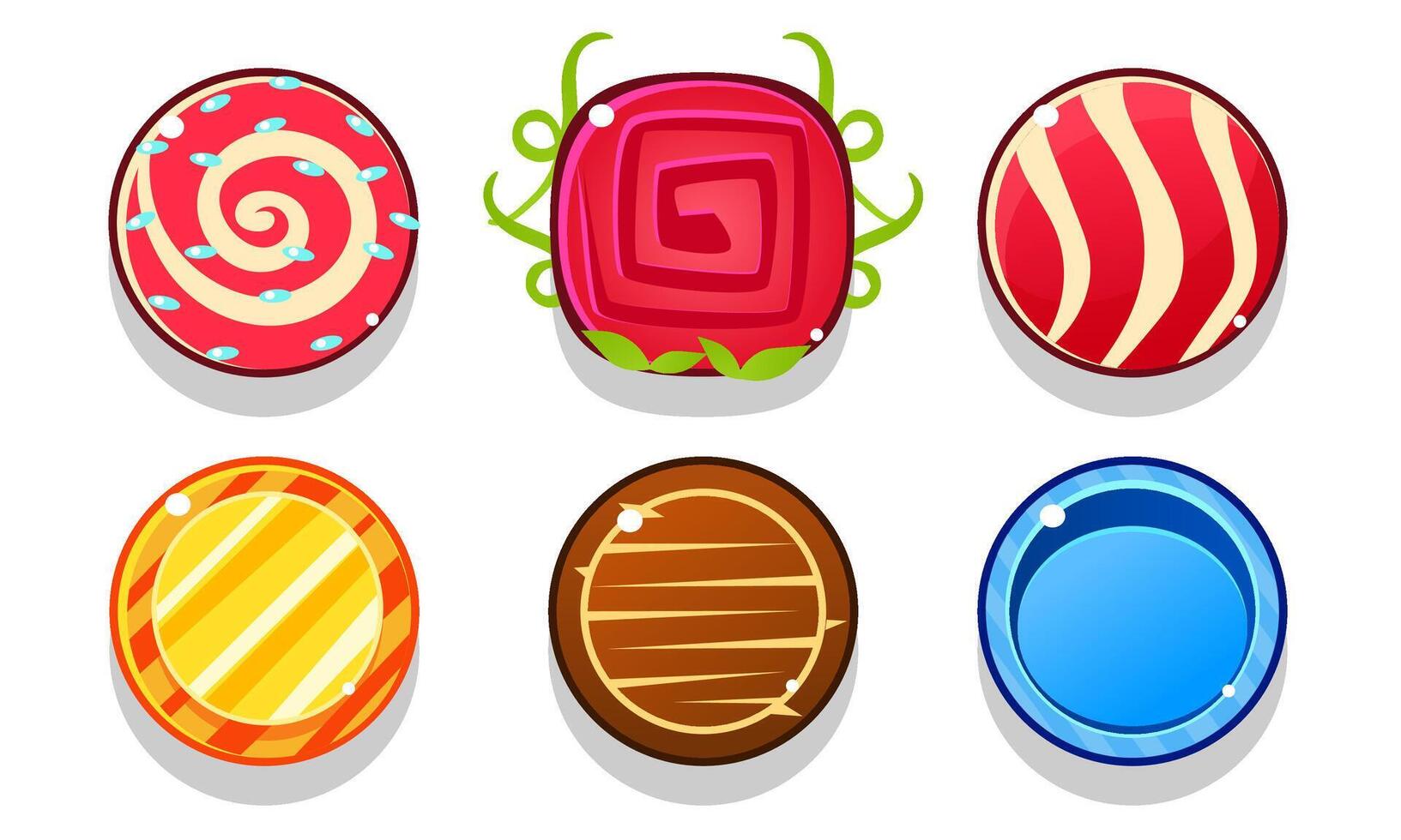 Colorful Glossy Balls Set, Shiny Candies, Game User Interface Assets Illustration vector