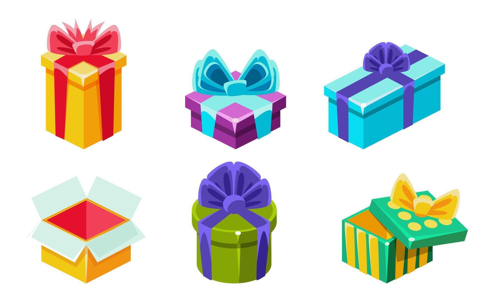 Colorful Gift Boxes Set, Various Present Boxes Illustration vector