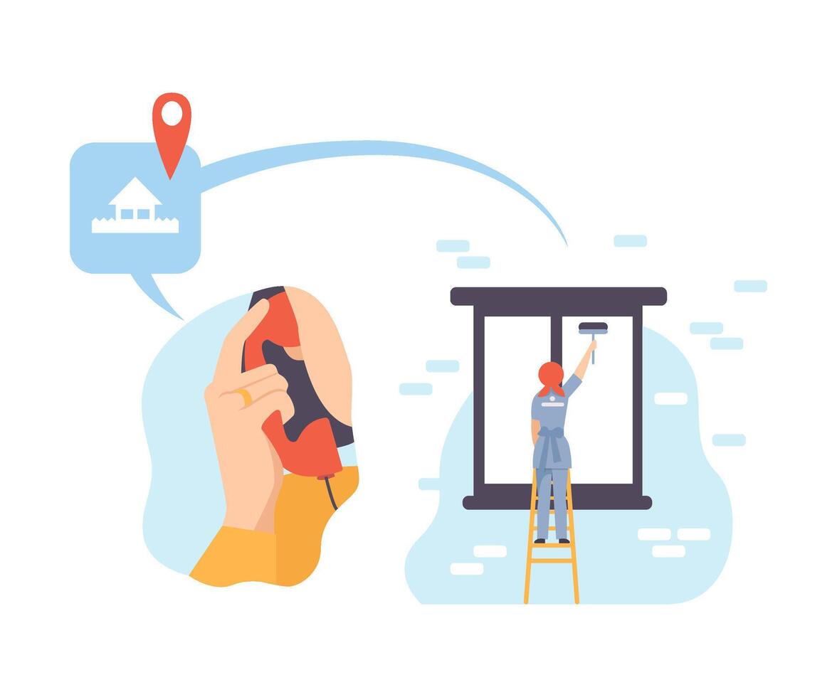 Person calls for window washer illustration vector