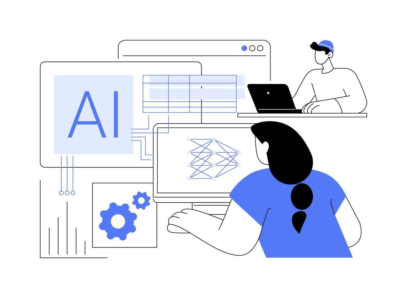 AI architecture isolated cartoon illustrations. vector