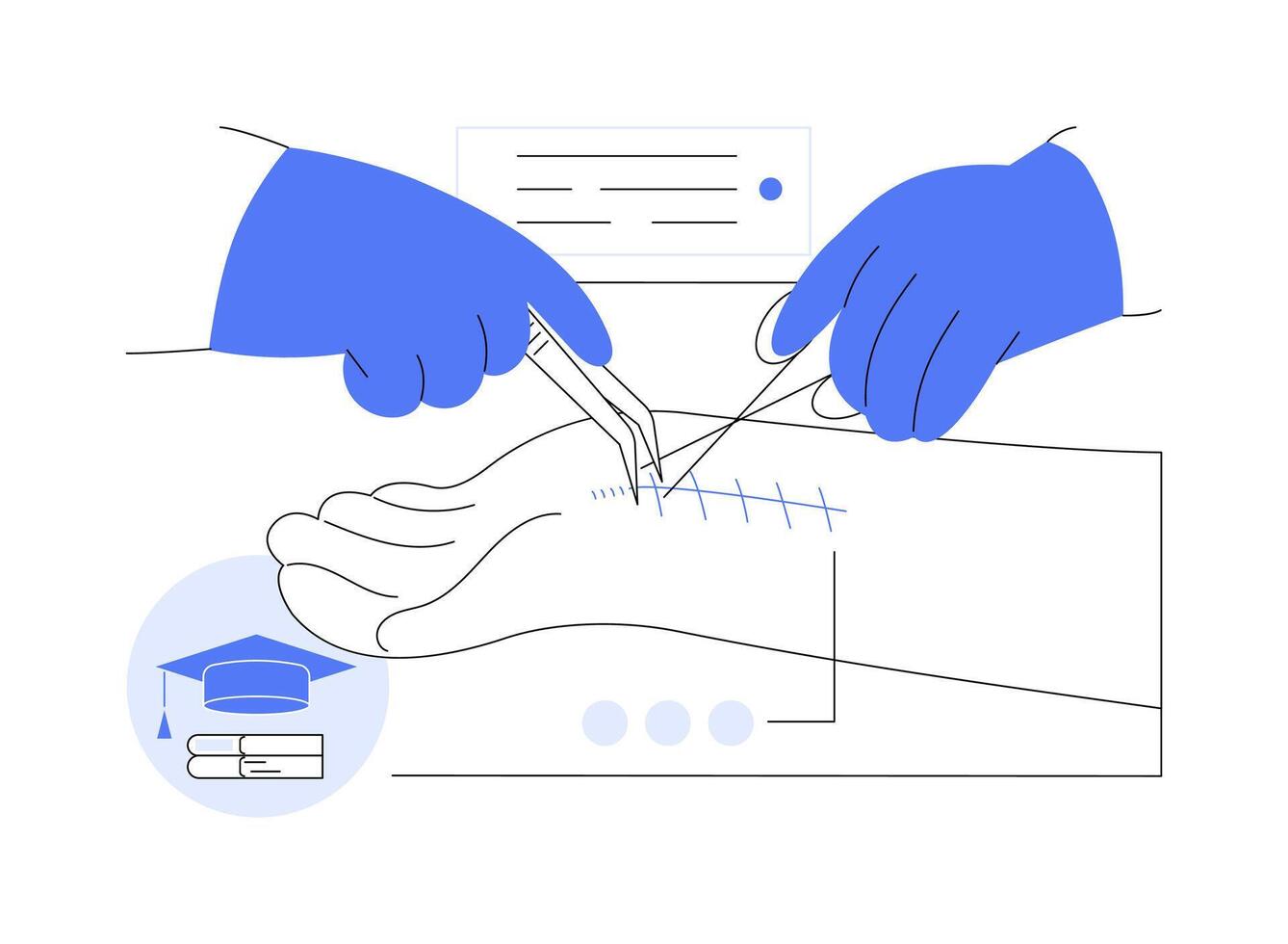 Surgeon practice isolated cartoon illustrations. vector