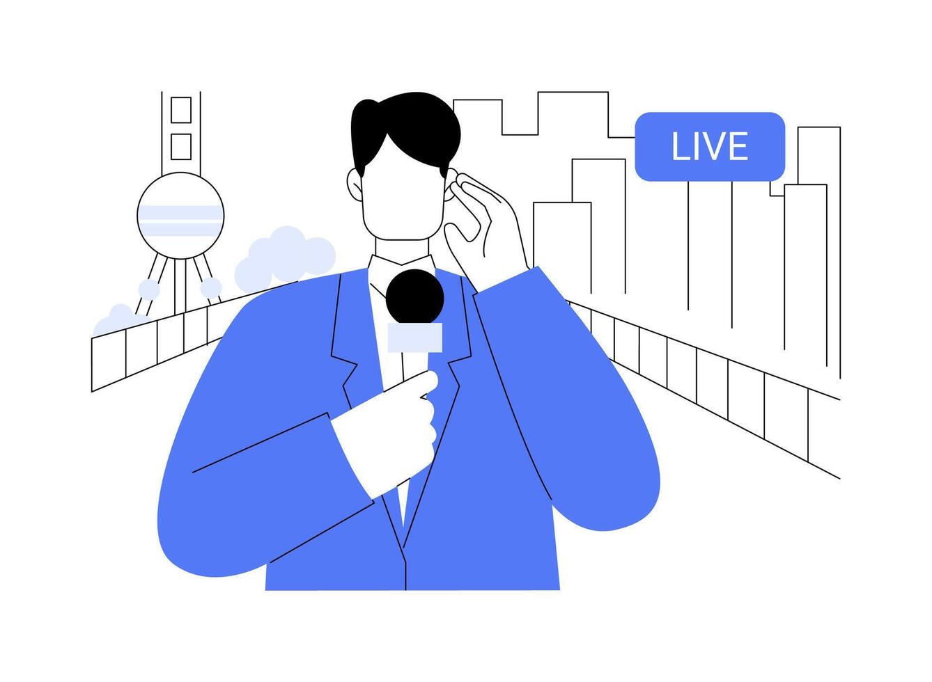 Reporter isolated cartoon illustrations. vector
