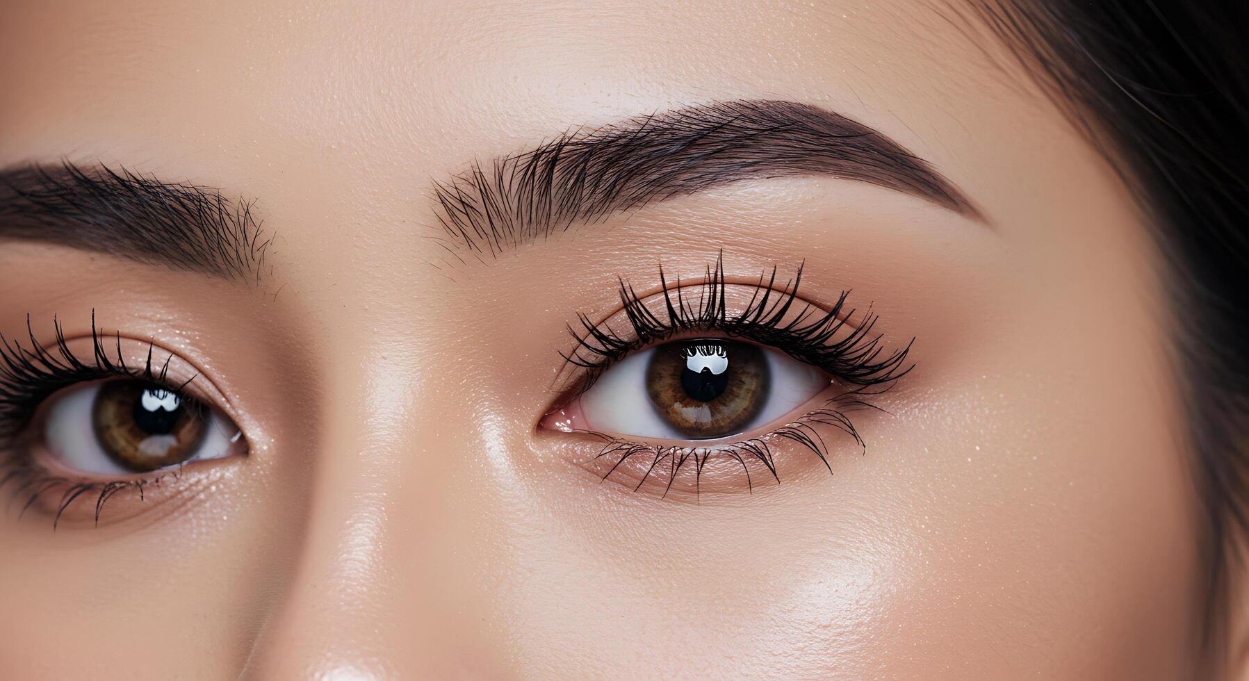 Close-up of luminous brown eye with long lashes by me - Generated using AI photo
