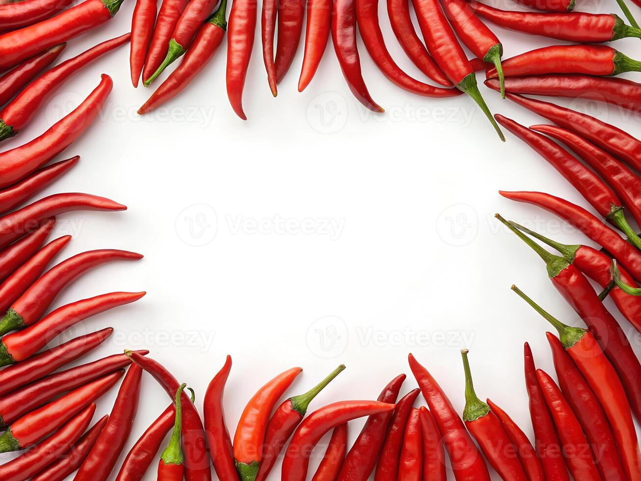 A frame background formed from red chili peppers photo
