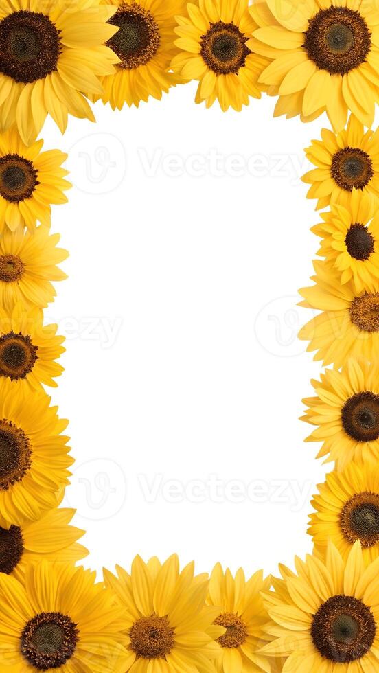 A Vertical frame formed from a bunch of sunflower photo