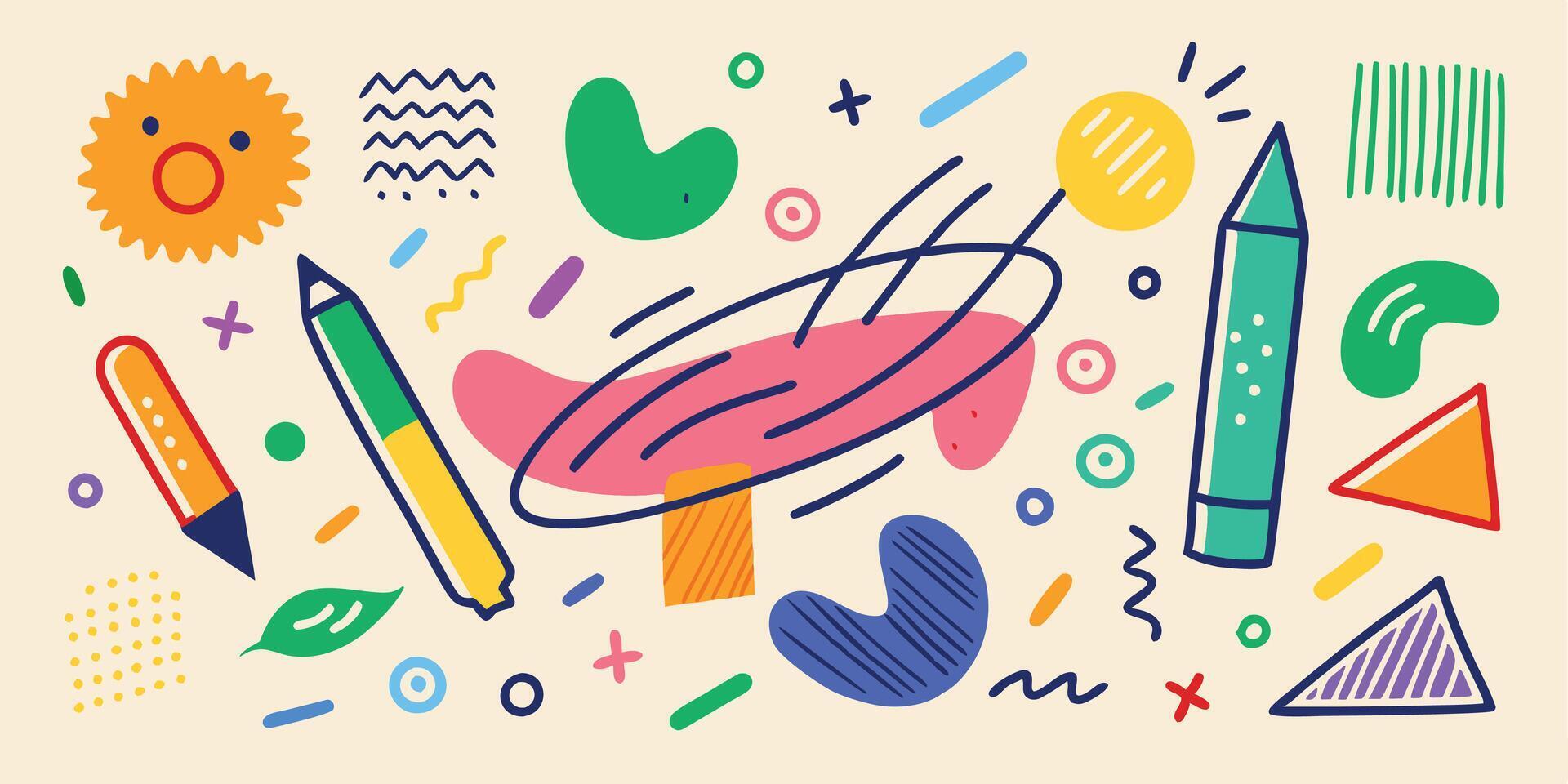 Painterly Crayon Stroke Collection vector