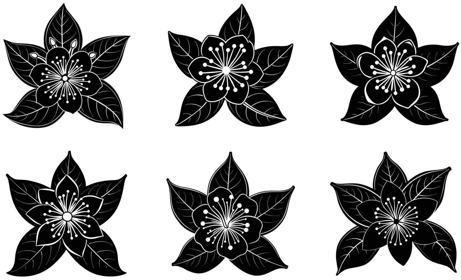 Guava Blossom Silhouette Illustration vector