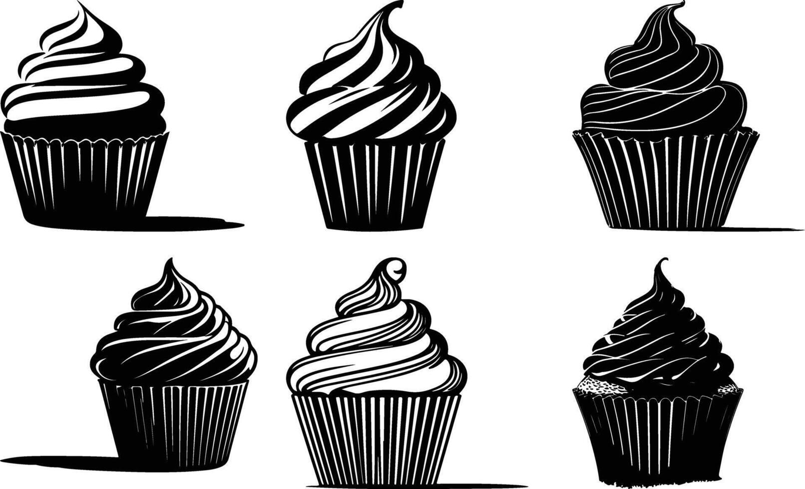 Yummy Burger Cupcake Silhouette Compilation vector