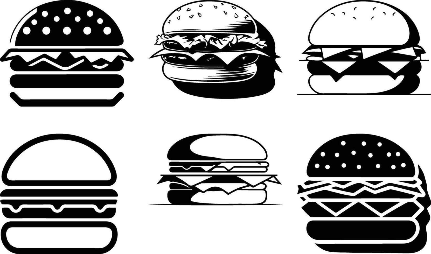 Dynamic Burger Cupcake Silhouette Designs vector