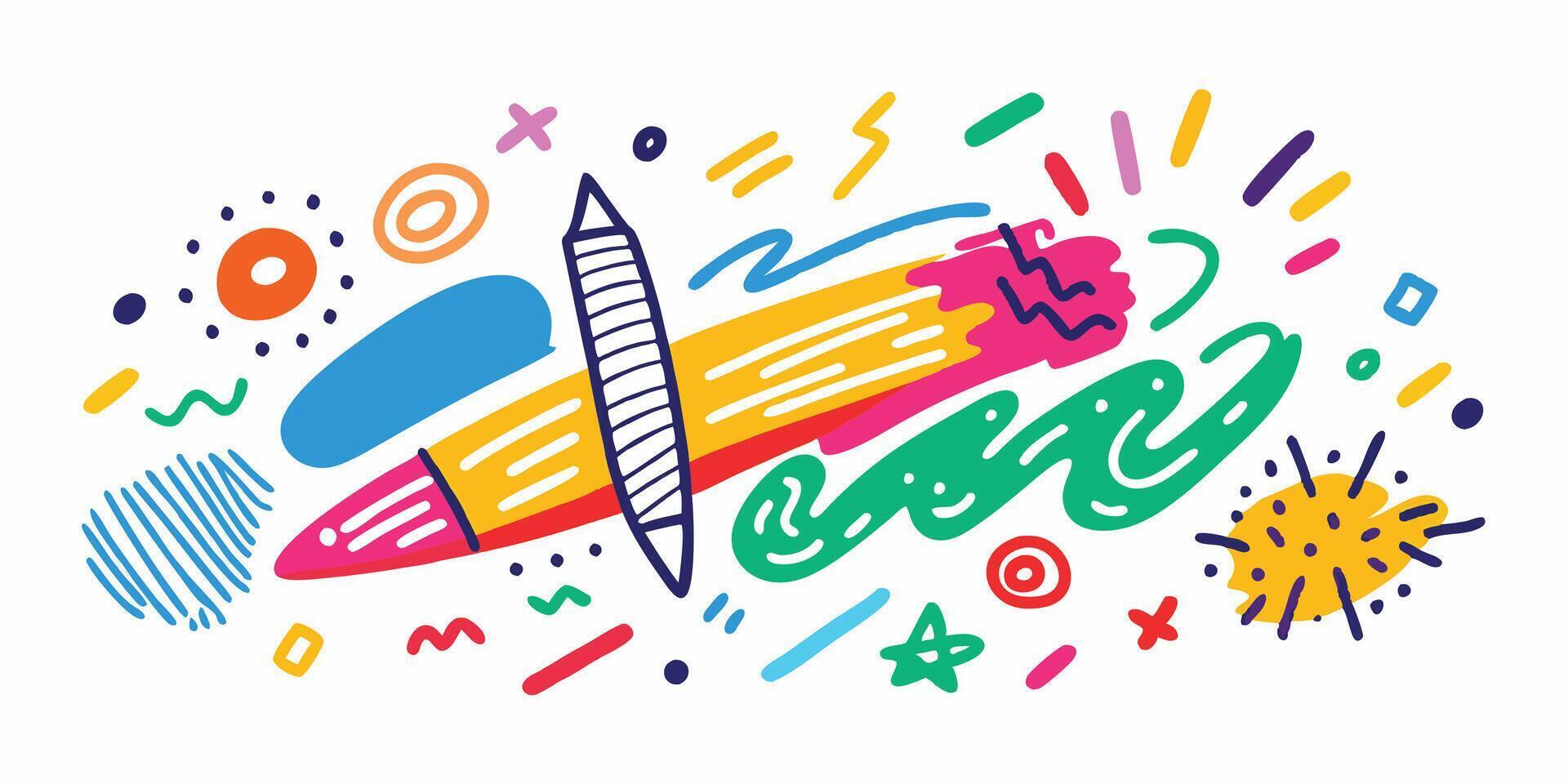 Vibrant Hand-Drawn Crayon Strokes vector