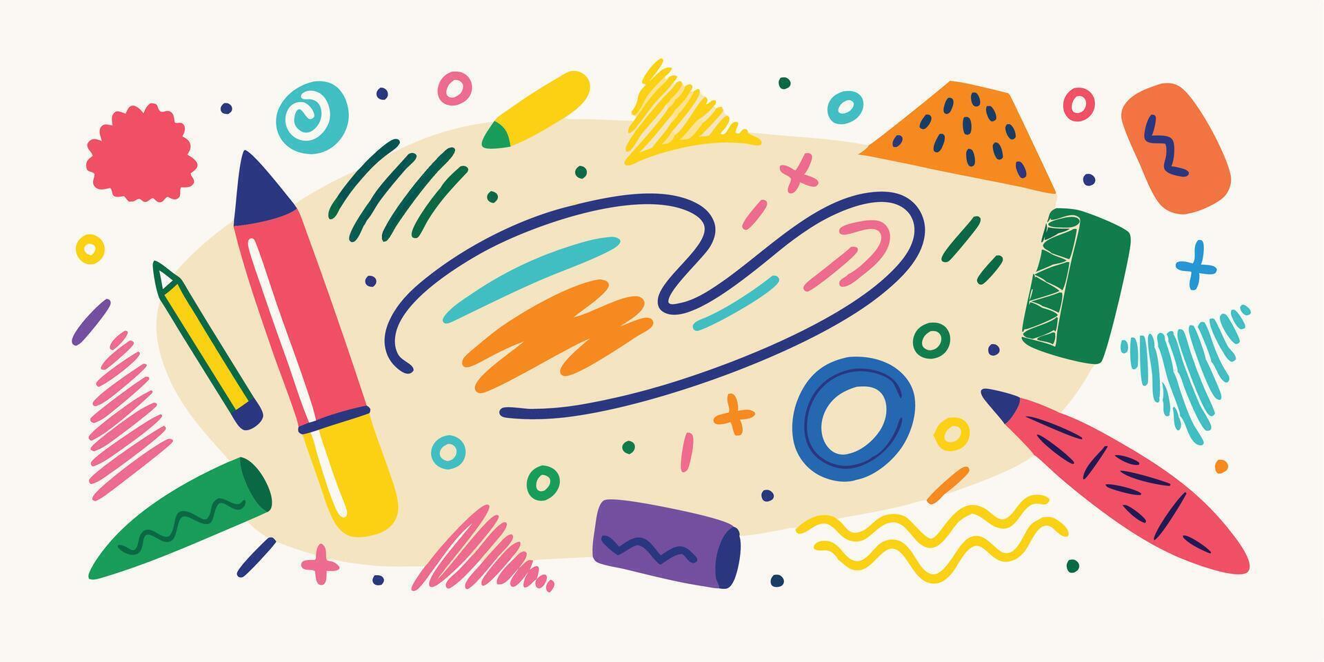 Handmade Crayon Stroke Art vector
