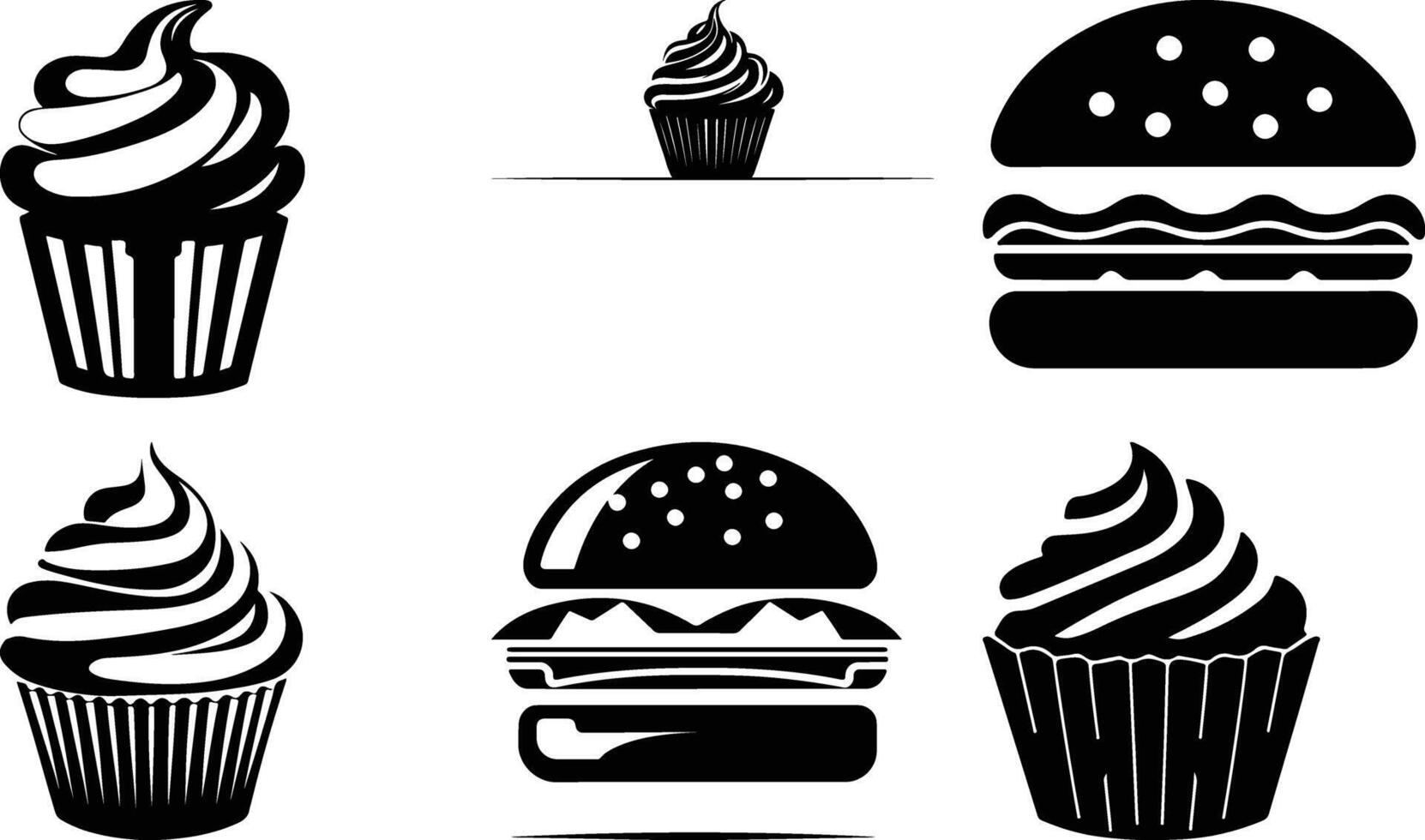 Fun Burger Cupcake Silhouette Showcase vector