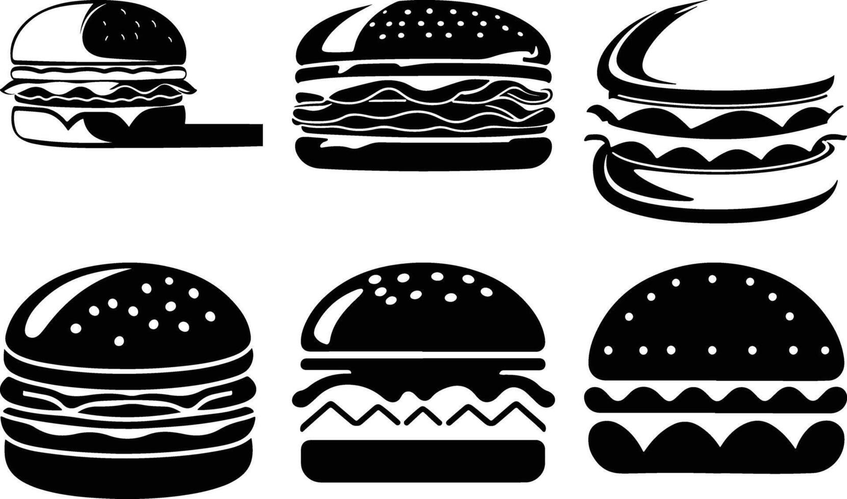 Minimalist Burger Cupcake Silhouette Pack vector