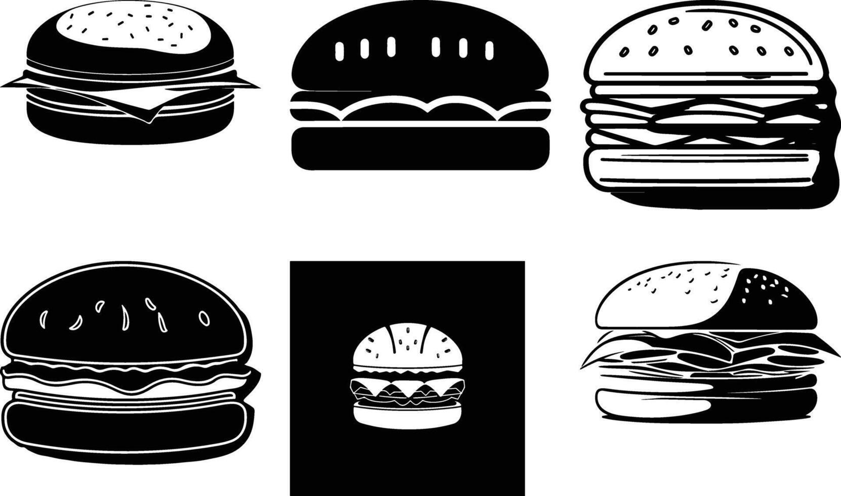 Diverse Burger Cupcake Silhouette Graphics vector