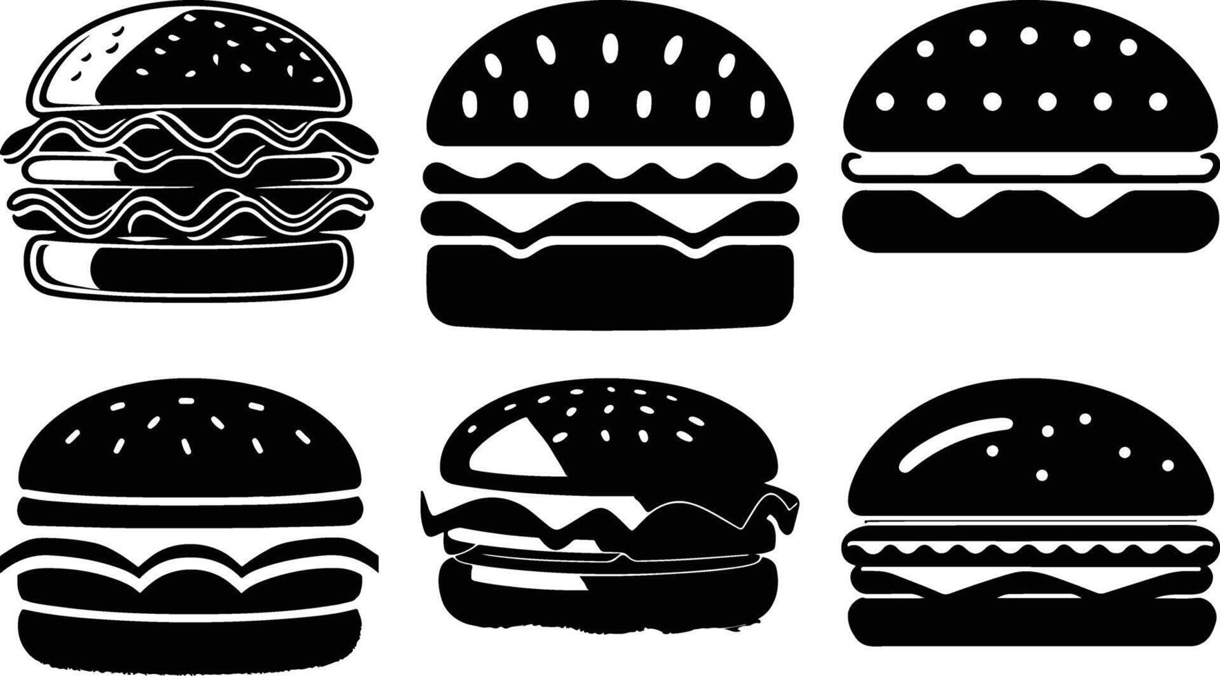 Whimsical Burger Cupcake Silhouette Pack vector