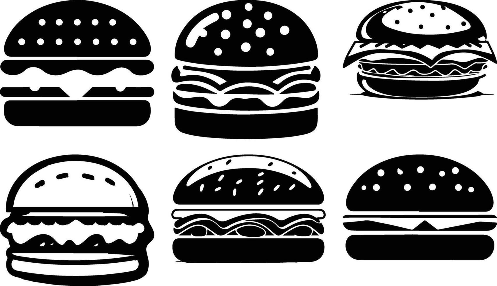 Iconic Burger Cupcake Silhouette Bundle vector