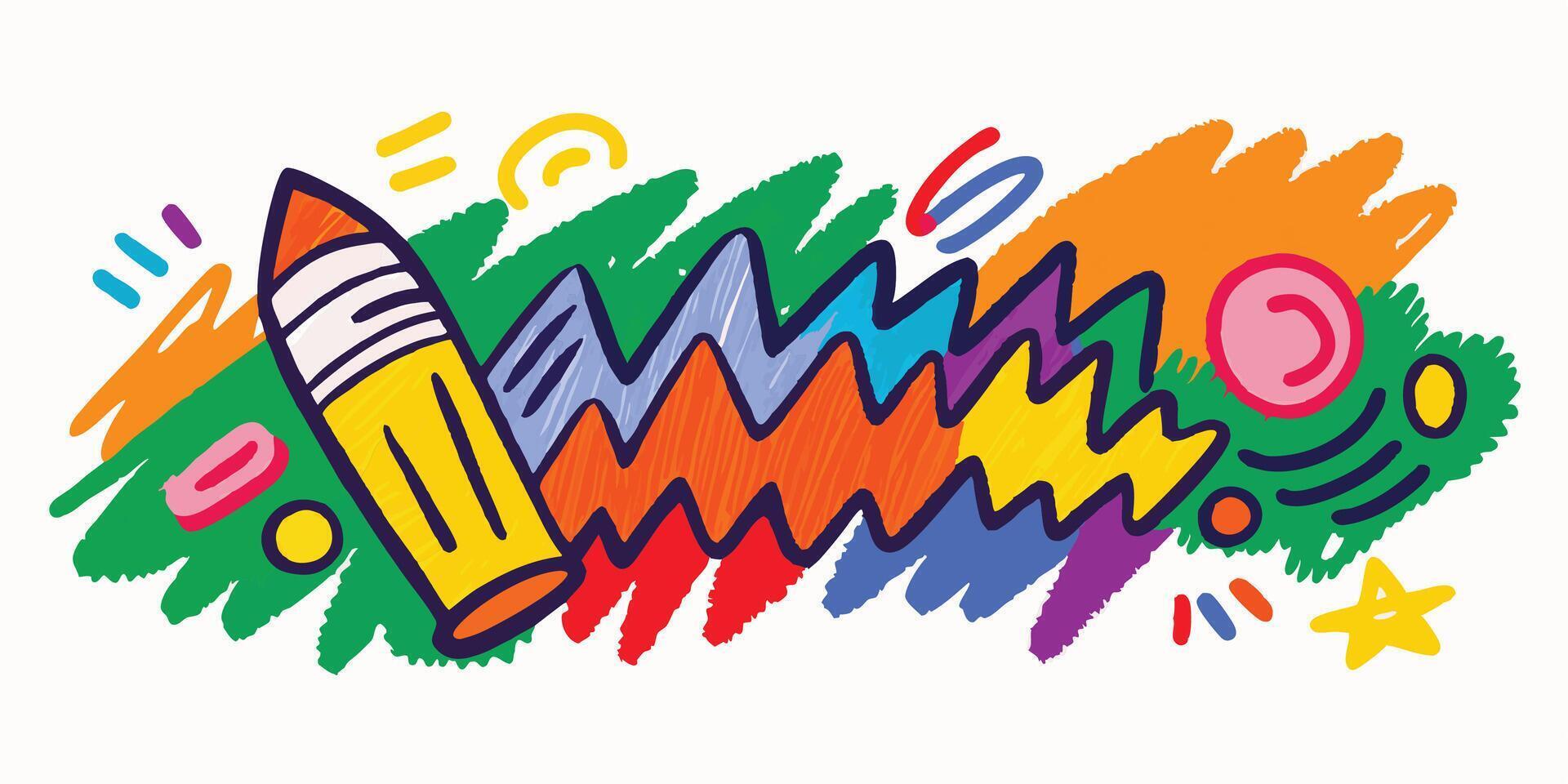 Handmade Whimsical Crayon Strokes vector