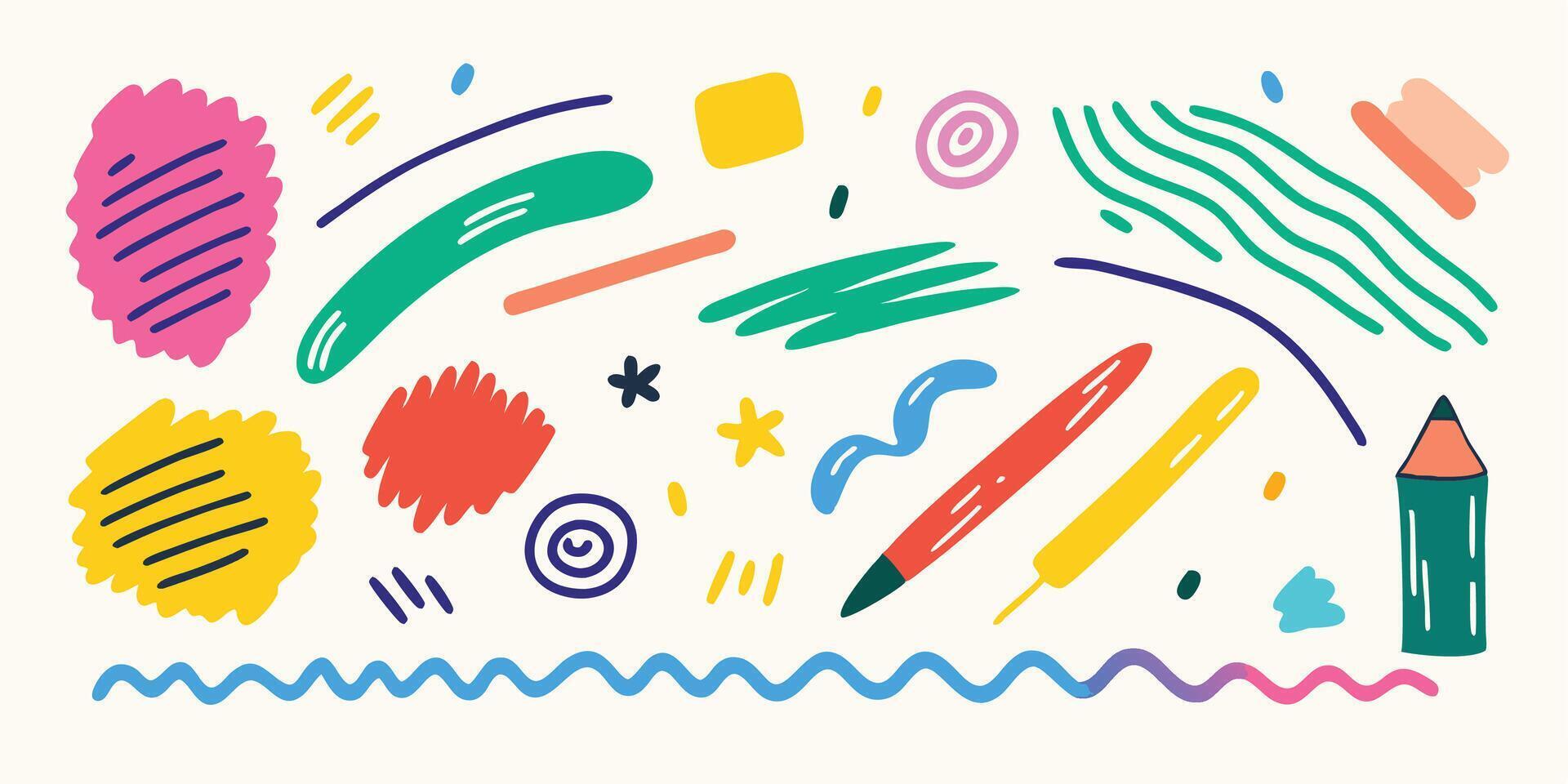 Fun Sketchy Crayon Strokes vector