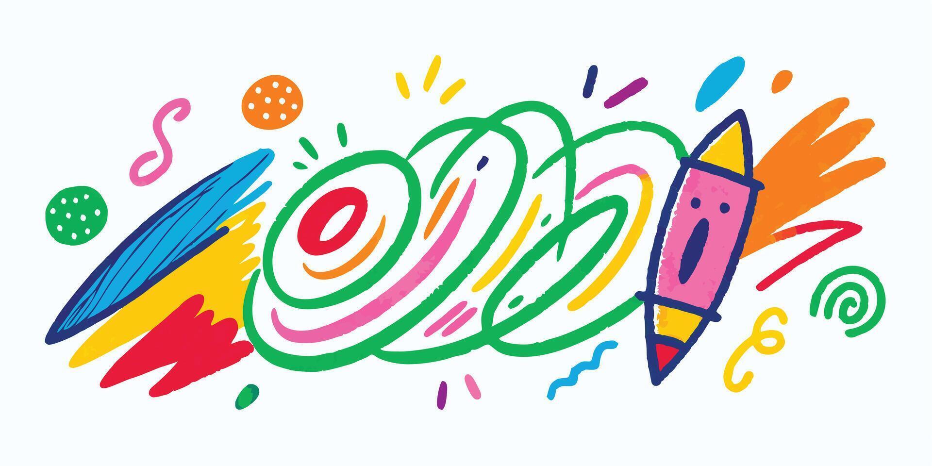 Playful Crayon Doodle Strokes vector