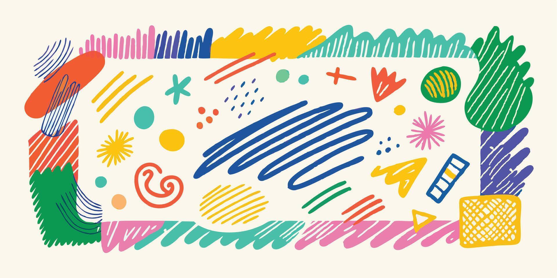 Dynamic Crayon Doodle Elements vector