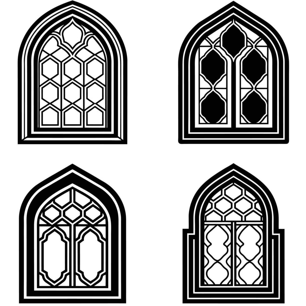 Historic Islamic Window Elements vector