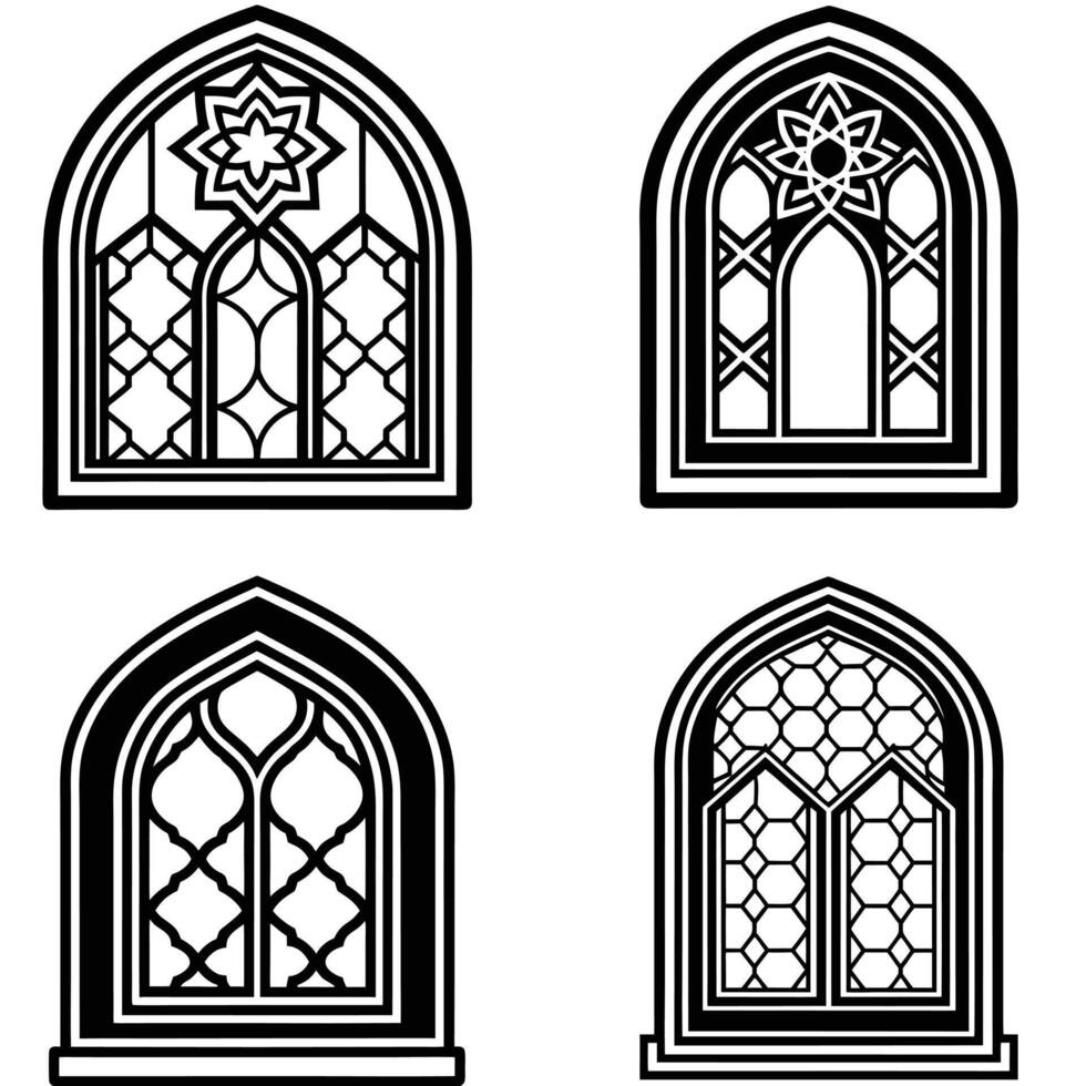 Inspired Islamic Window Frameworks vector
