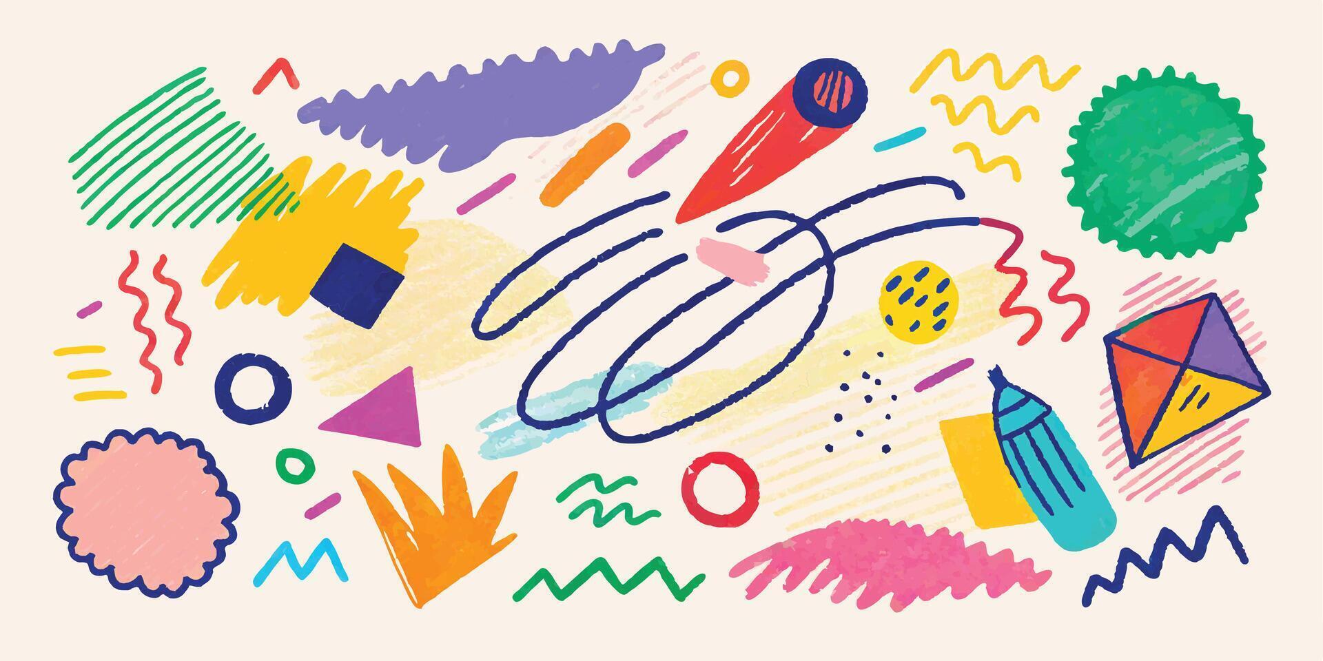 Creative Crayon Stroke Assortment vector