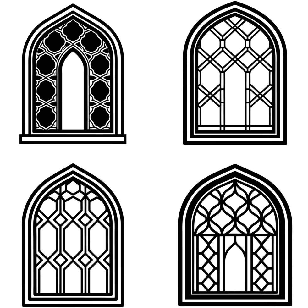 Islamic Window Artistry Concepts vector