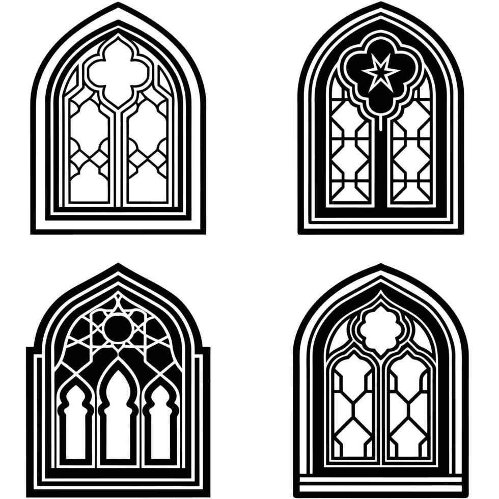 Islamic Window Decorative Forms vector