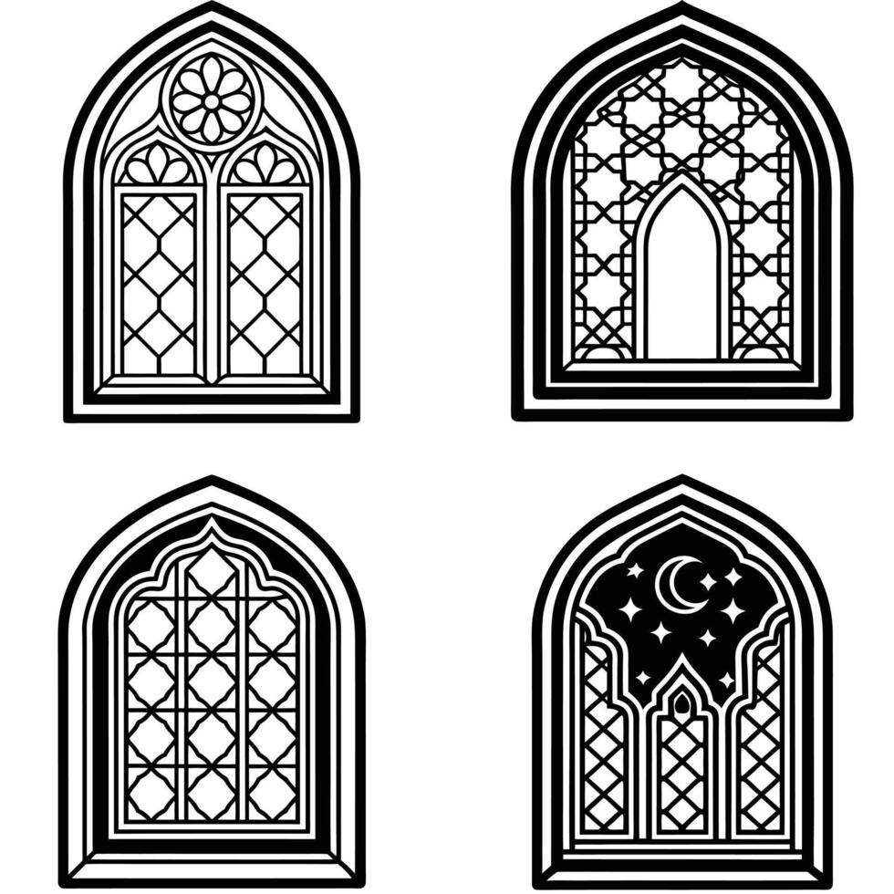 Creative Islamic Window Concepts vector