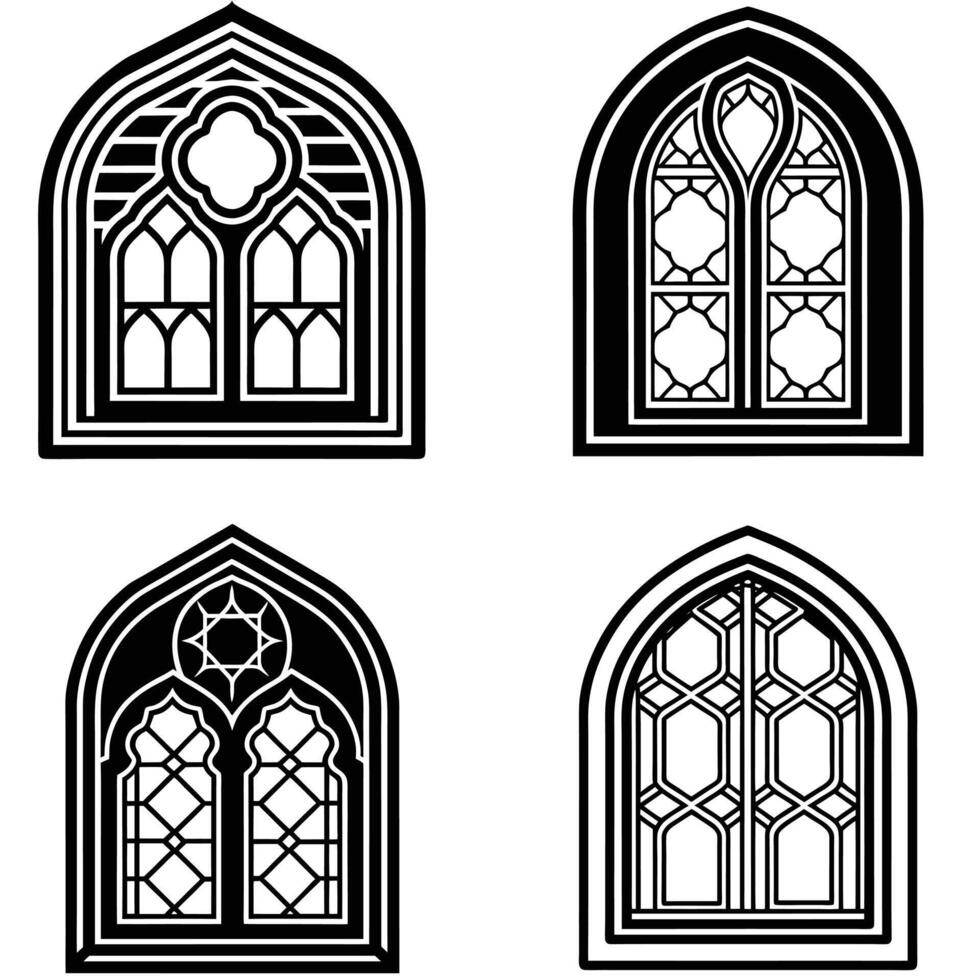 Islamic Window Architectural Concepts vector