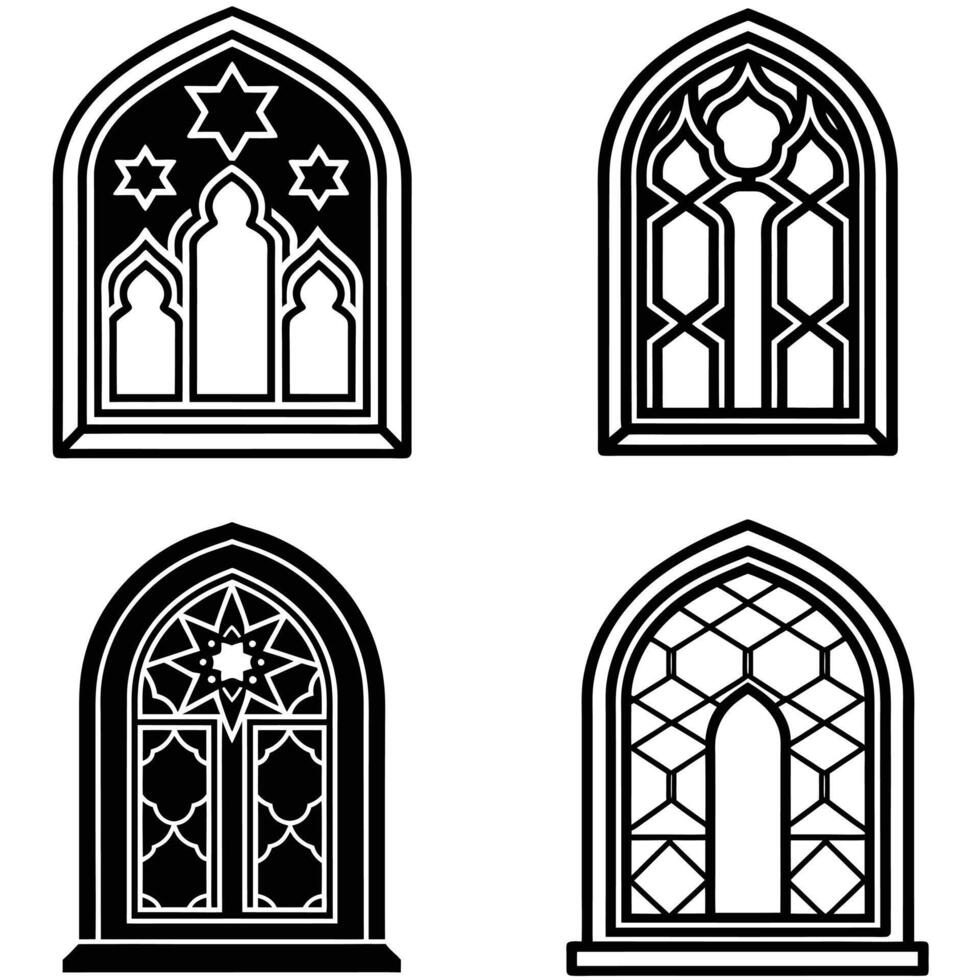 Islamic Window Frame Line Art vector