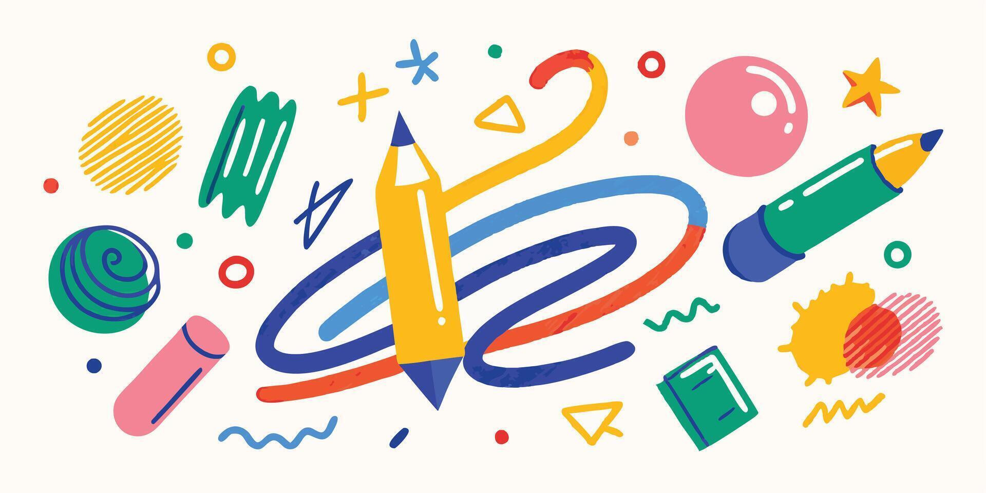 Hand-Drawn Crayon Brushstrokes vector