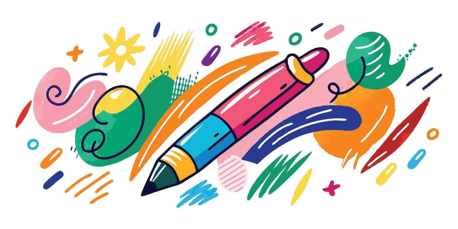 Vibrant Crayon Stroke Designs vector