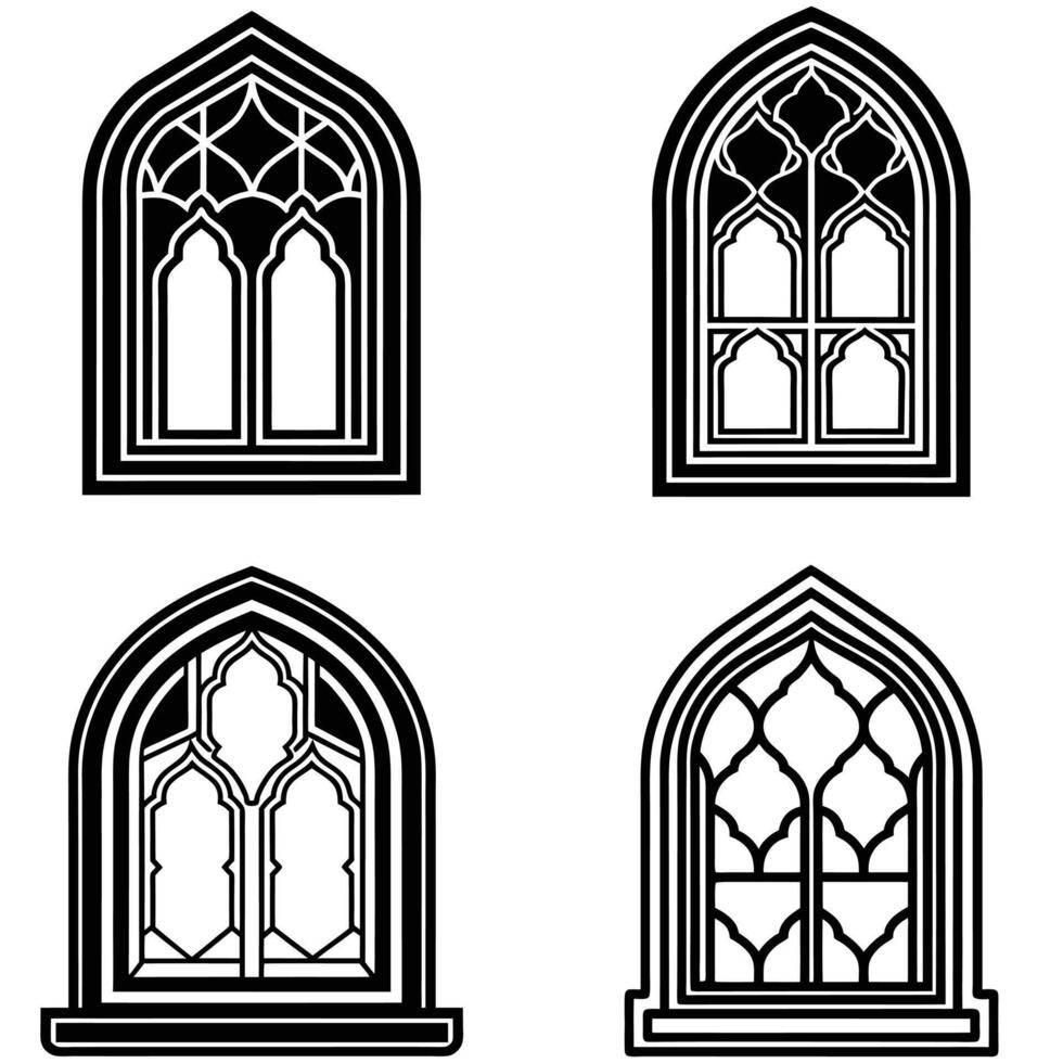 Iconic Islamic Window Frameworks vector