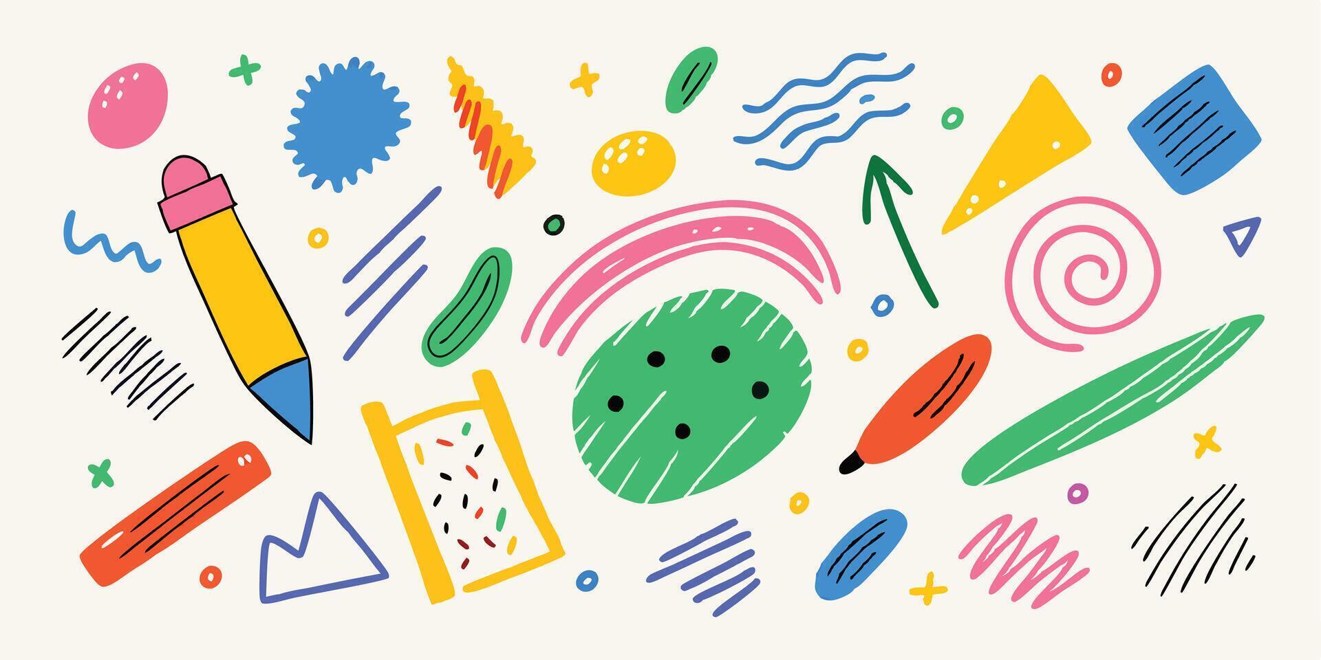 Expressive Crayon Doodle Strokes vector