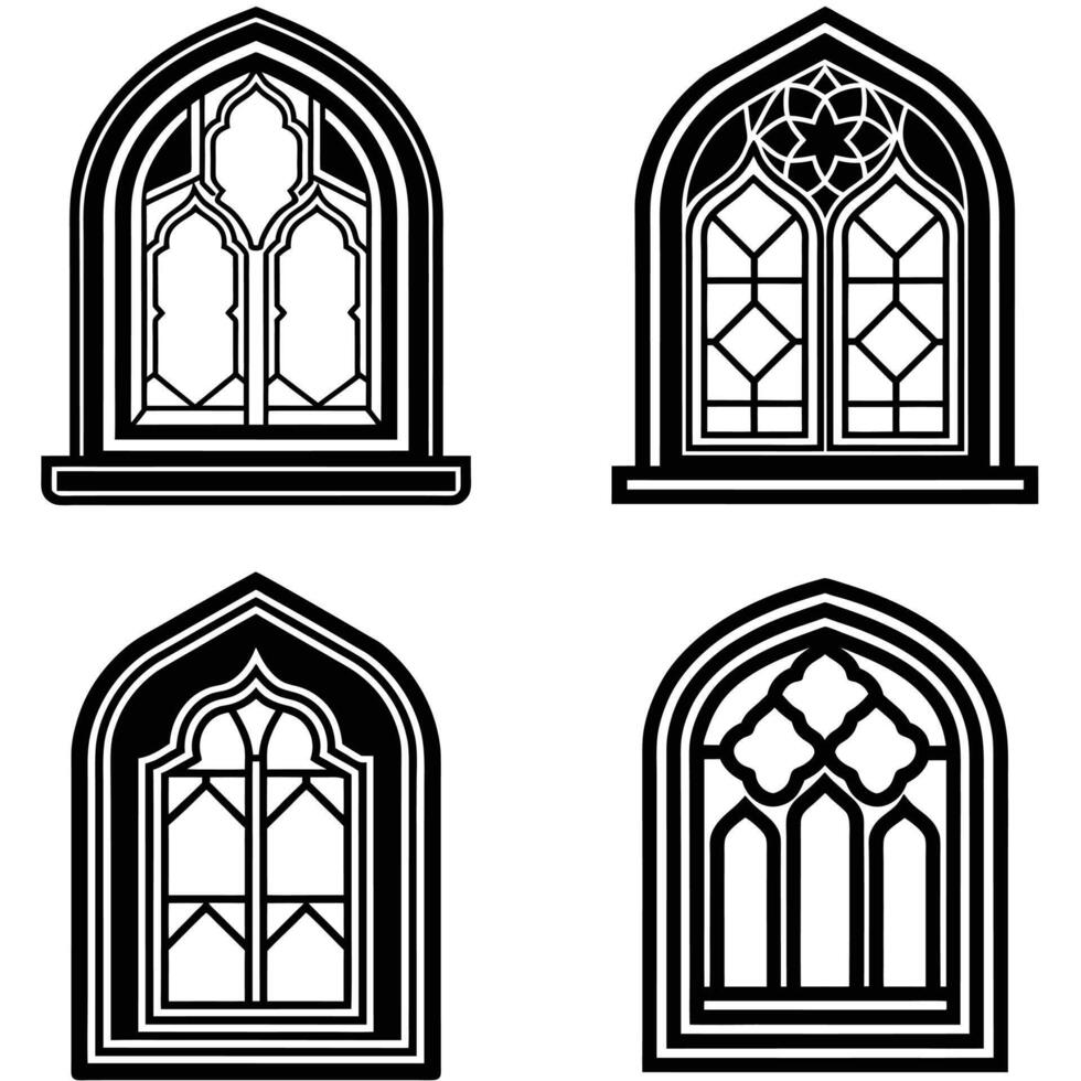 Ancient Islamic Window Templates vector
