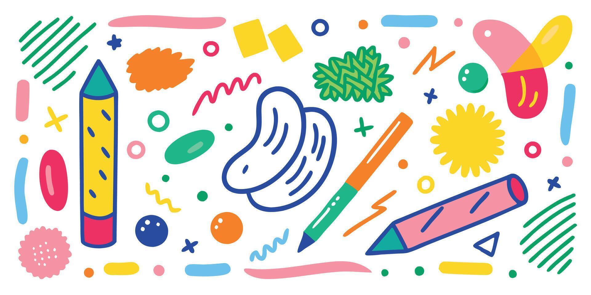 Bold Crayon Brushstroke Set vector